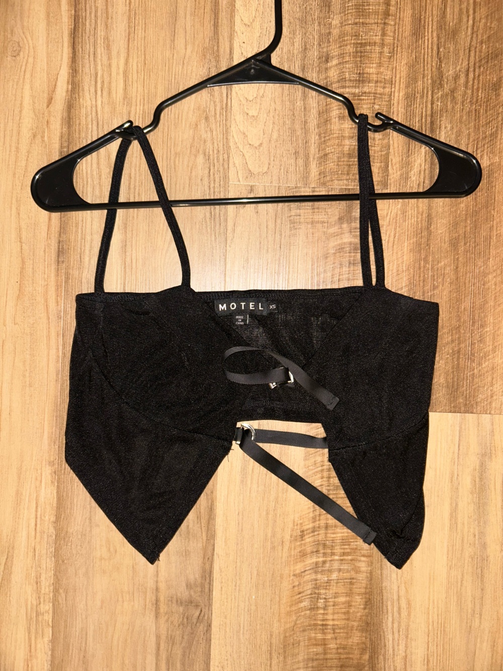 Motel Rocks Black Strappy Crop Top